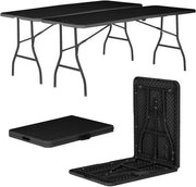 2-Pack 180cm Folding Trestle Tables Heavy Duty Portable Outdoor Black