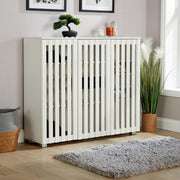 Spacious 3 Door White Shoe Storage Cabinet with 8 Shelves | Modern Design