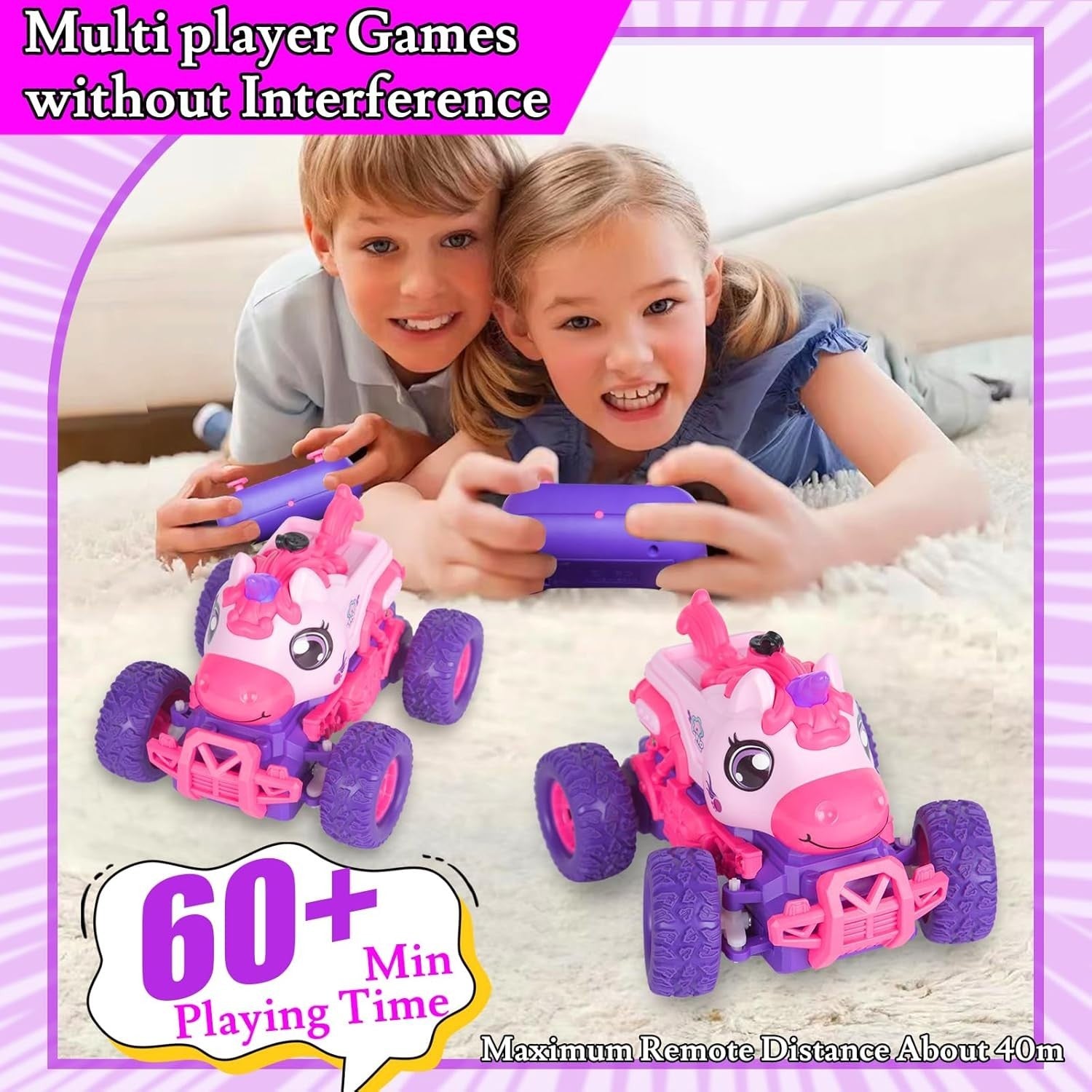 Unicorn RC Monster Truck for Kids – Remote Control Car w/ LED & Spray Toy
