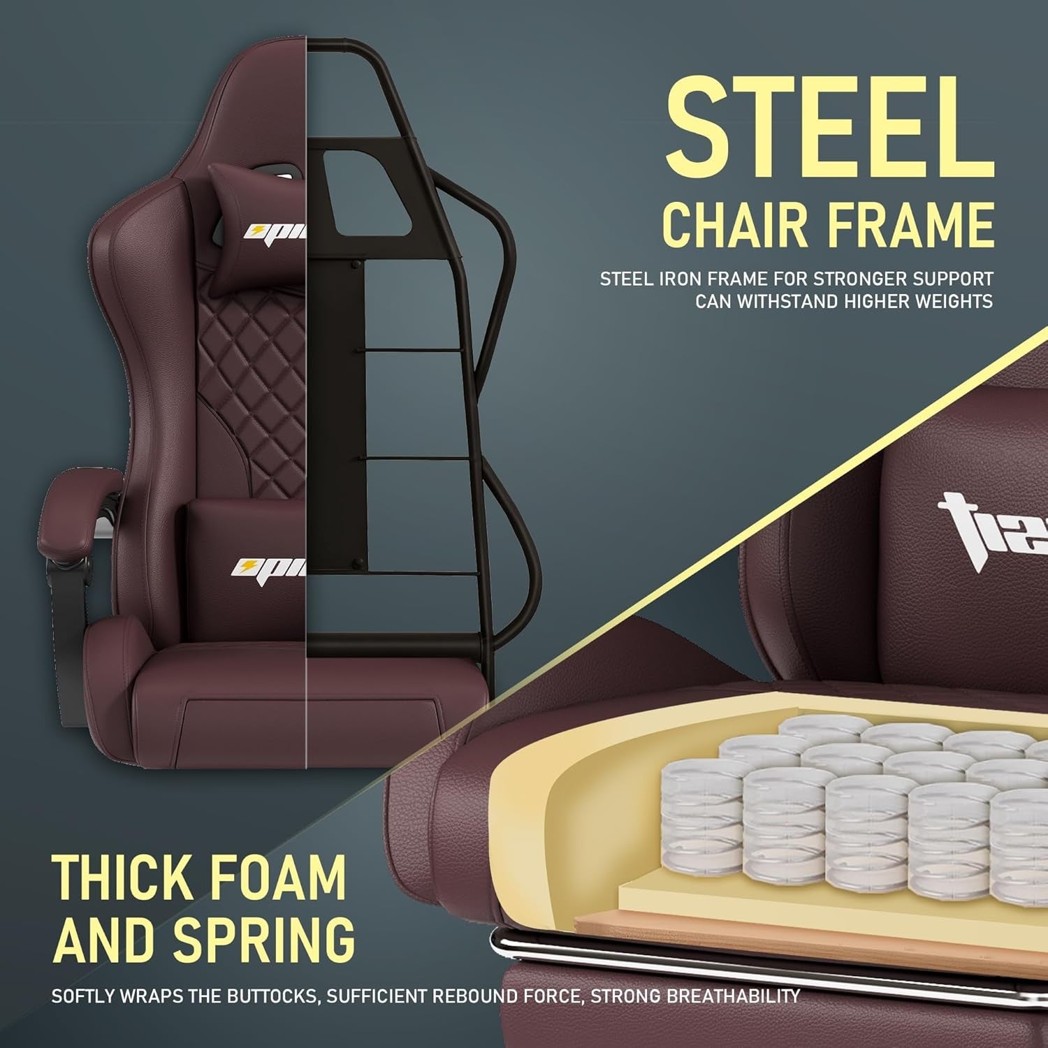 Ergonomic Gaming Chair with Footrest Reclining Brown Swivel