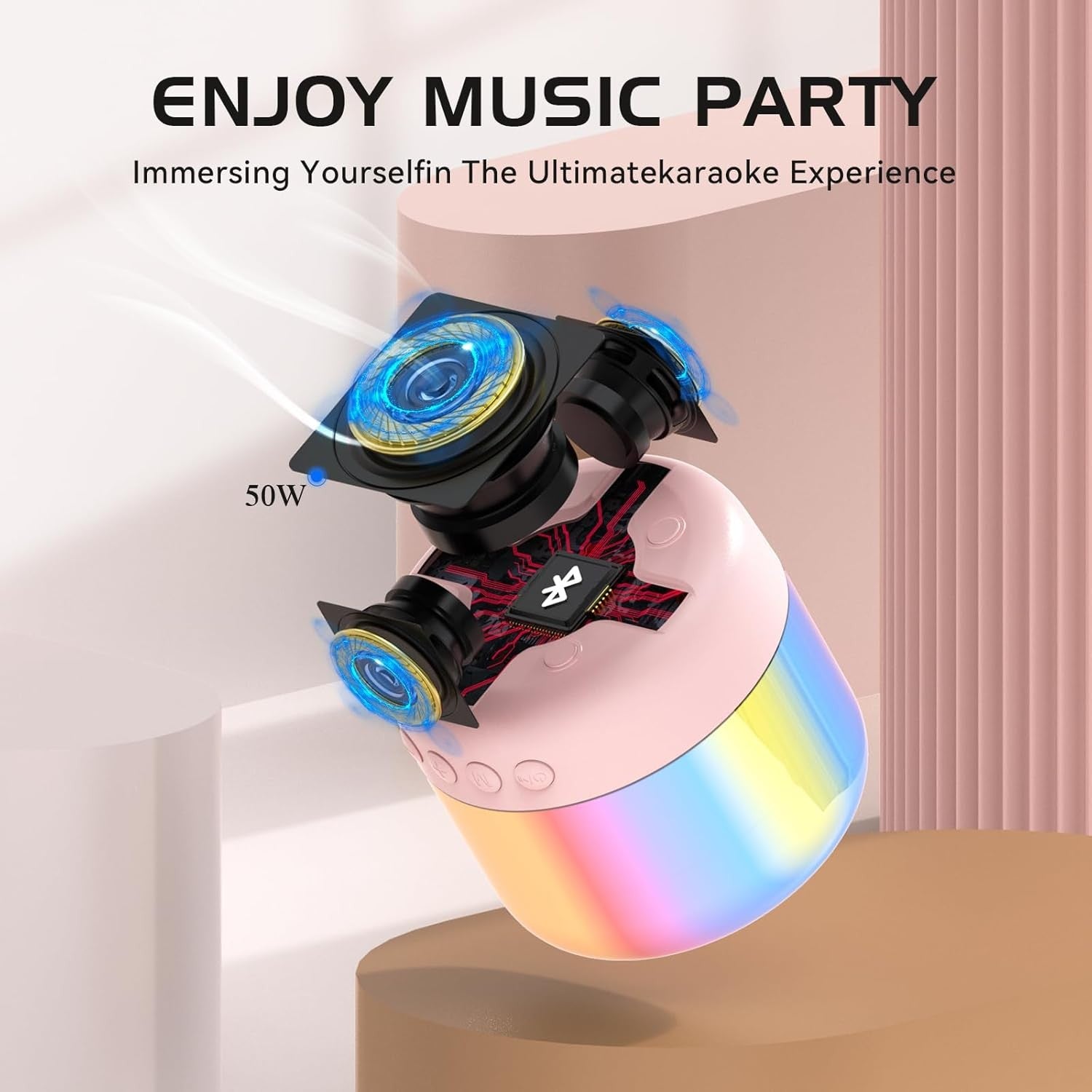 LED Kids Karaoke Speaker with 2 Mics Bluetooth Party Gift
