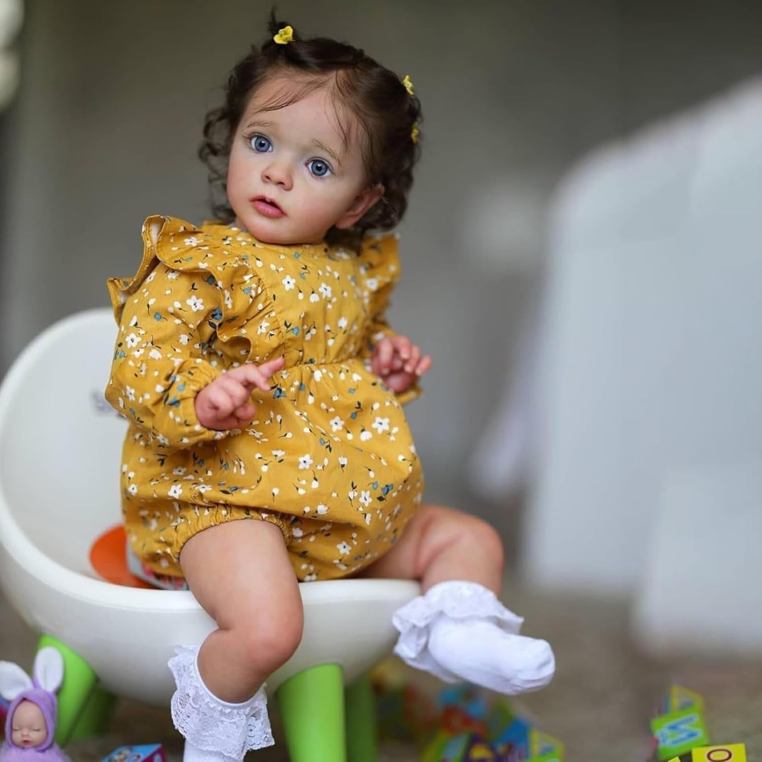 22in Reborn Baby Doll Girl Soft Vinyl Rooted Hair Newborn Toy