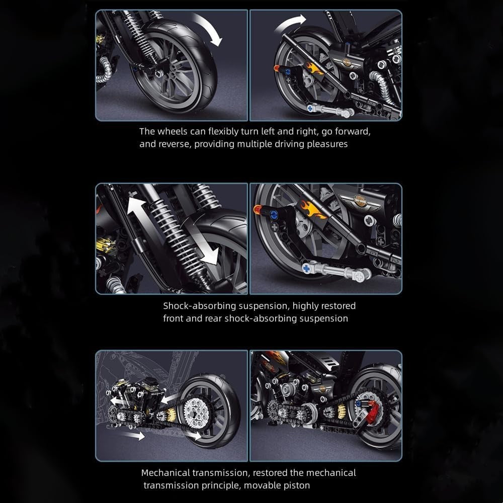 850-Piece Motorcycle Building Kit with Realistic Design & Easy Assembly