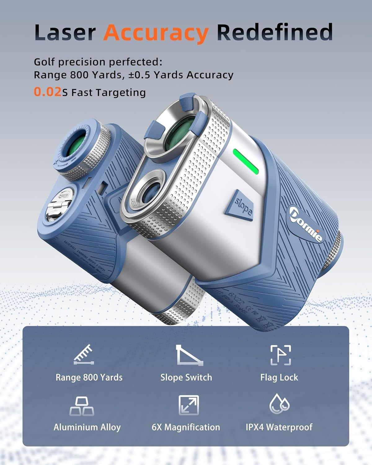 Golf Rangefinder with Slope 800Y Flag Lock Vibration Magnetic Rechargeable