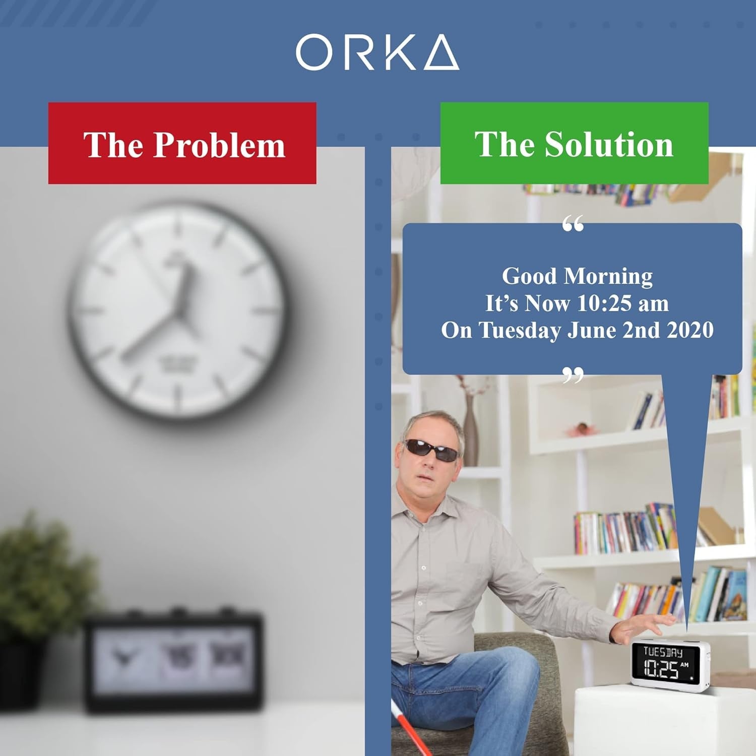 Talking Alarm Clock Voice Medication Reminder Large Display Dementia
