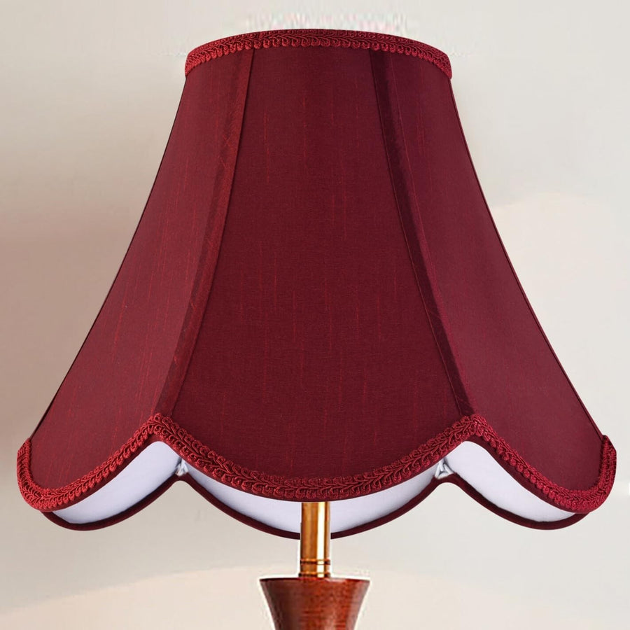 Red Scalloped Bell Lamp Shade Spider Fit Faux Silk Table Floor Lamp