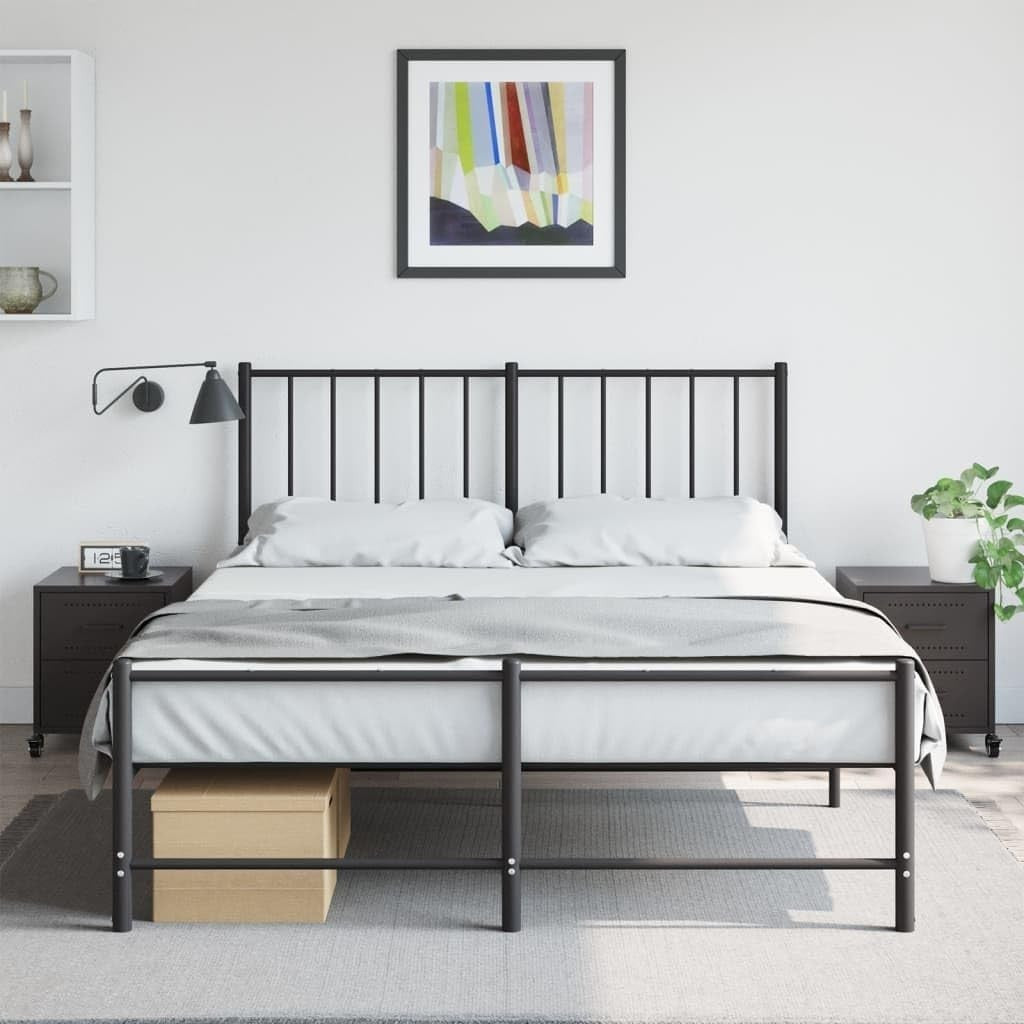 Set of 2 Black Metal Bedside Tables with Wheels | Modern Mobile Nightstands
