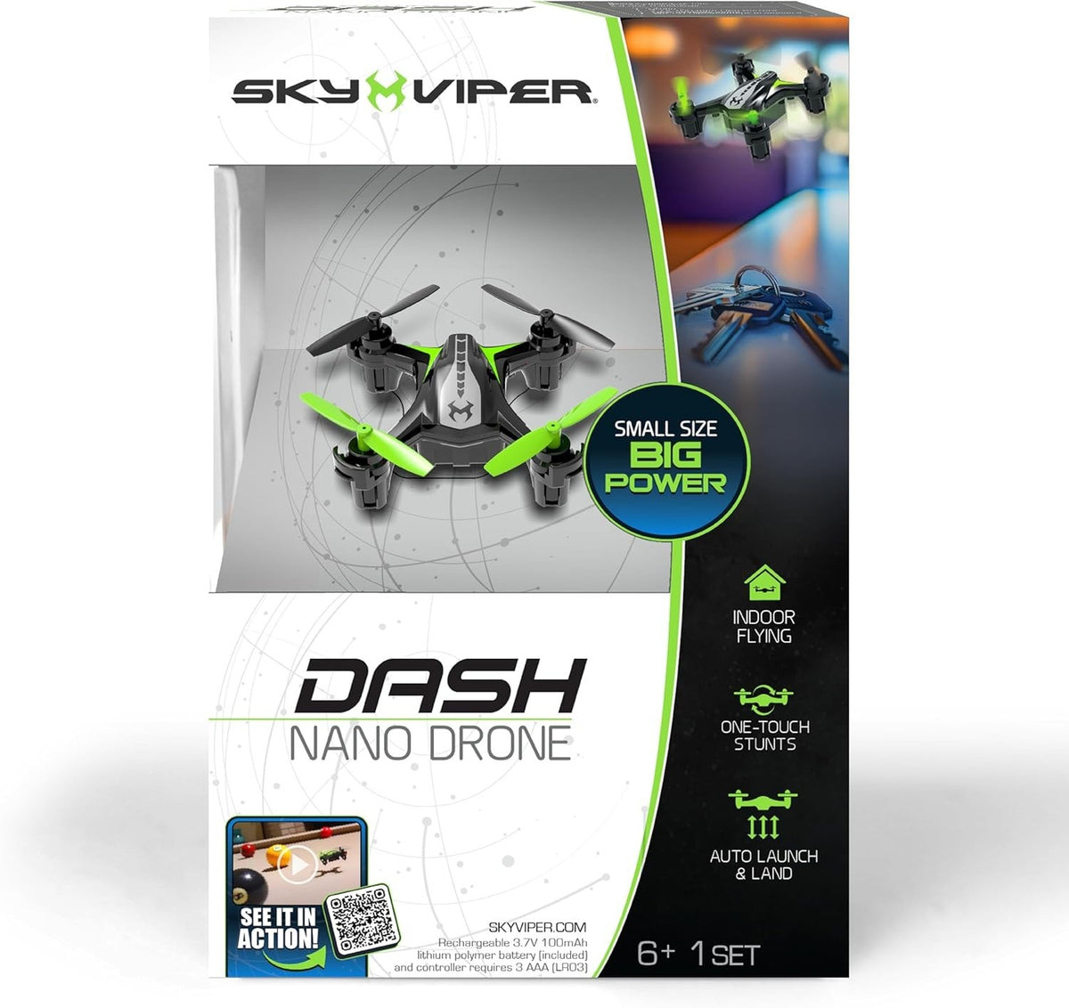 Sky Viper Dash Nano Drone Mini RC Quadcopter 360° Flip Indoor Fast Flight