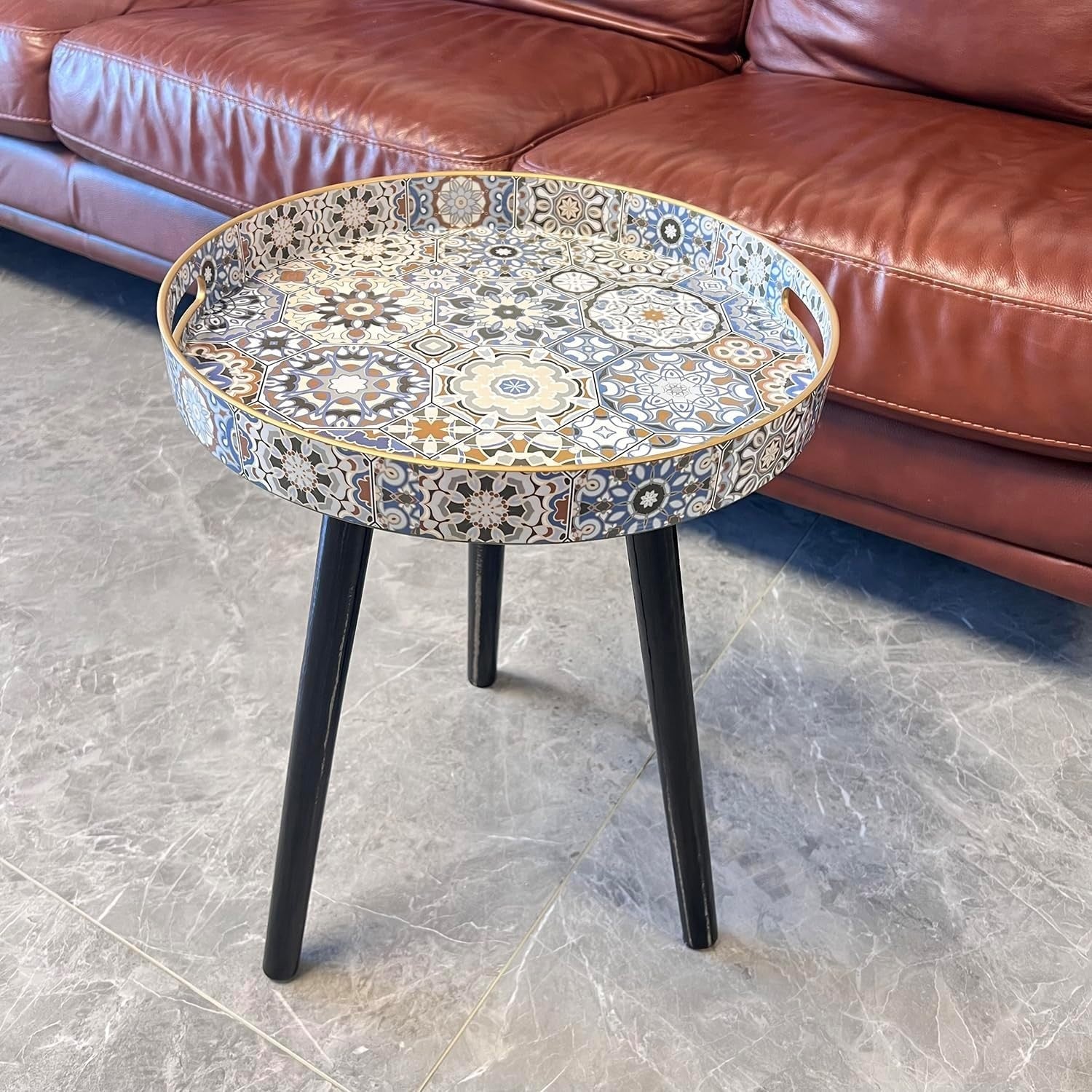 Bohemian Round Side Table – 50x38x38cm Detachable Legs