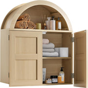 Natural Wood Wall Cabinet Bathroom Storage Cupboard with Double Doors