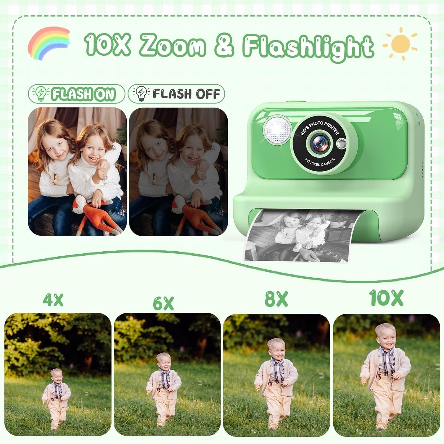 Kids Instant Print Camera 1080P HD 32GB Card Photo Paper Toy Gift