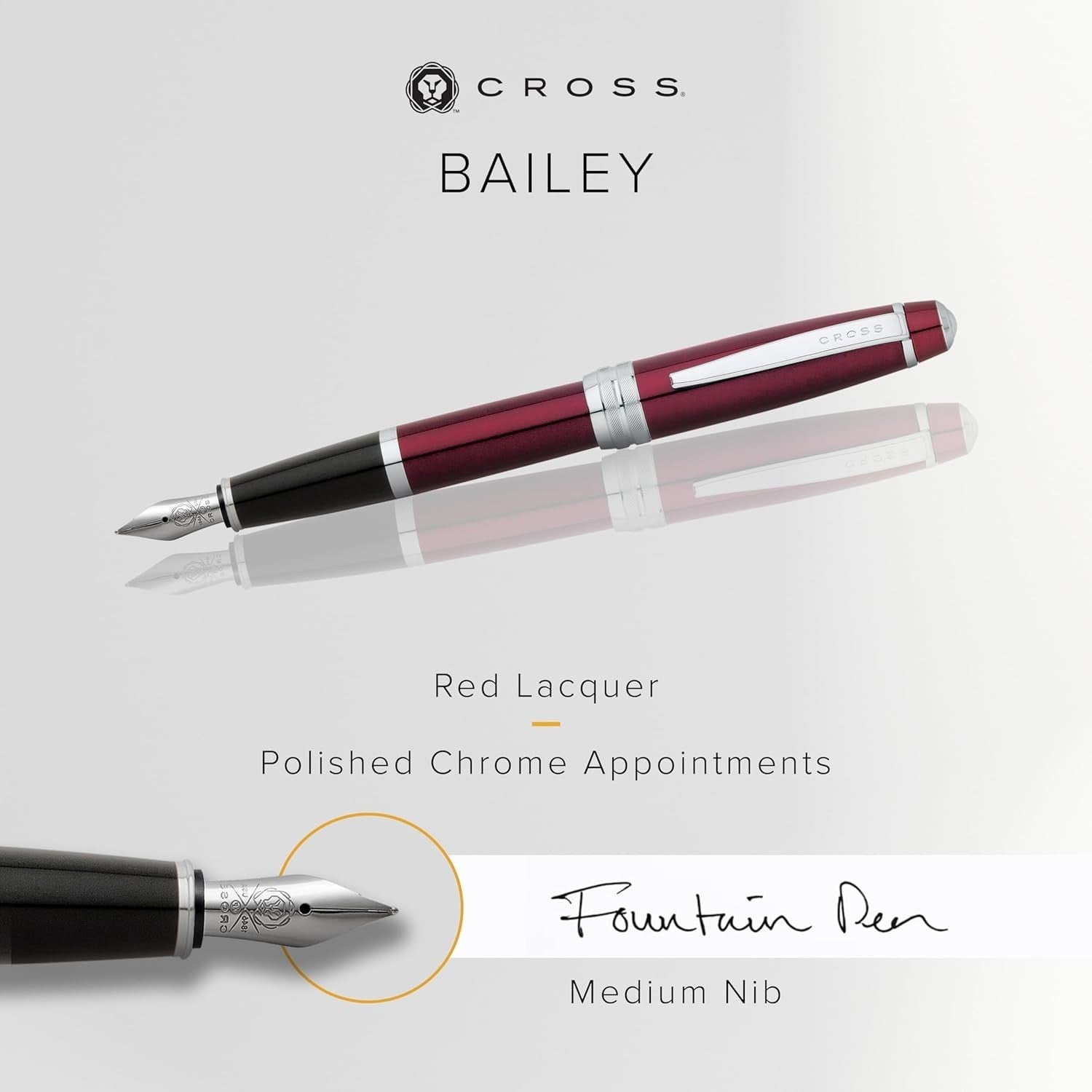 Luxury Red Fountain Pen – Medium Nib, Refillable, Gift Box, Smooth Writing