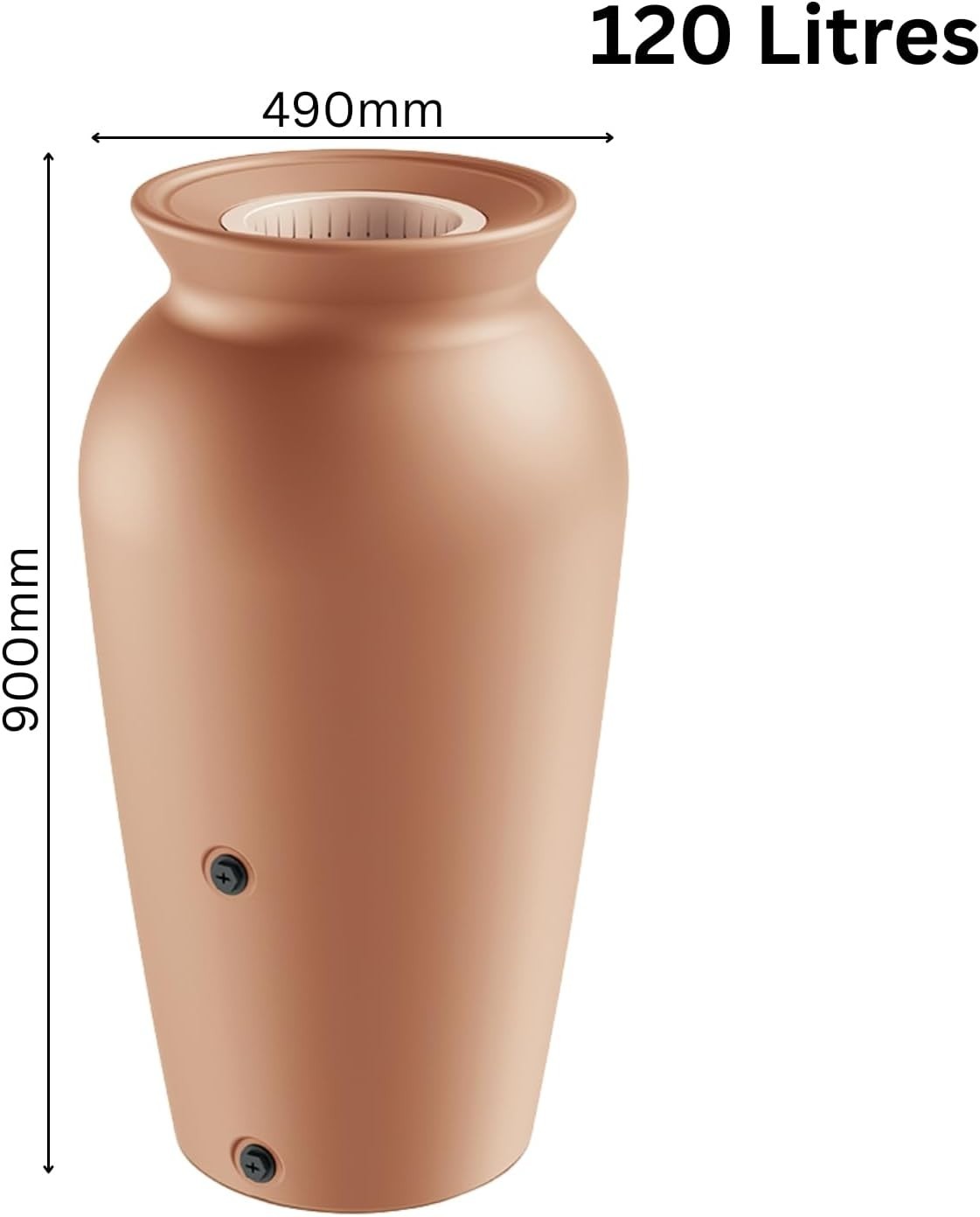120L Decorative Rainwater Tank with Connection Kit, Round, Brick