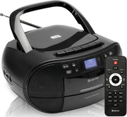 Portable DAB+ CD Cassette Player Boombox FM Radio USB AUX Alarm Black