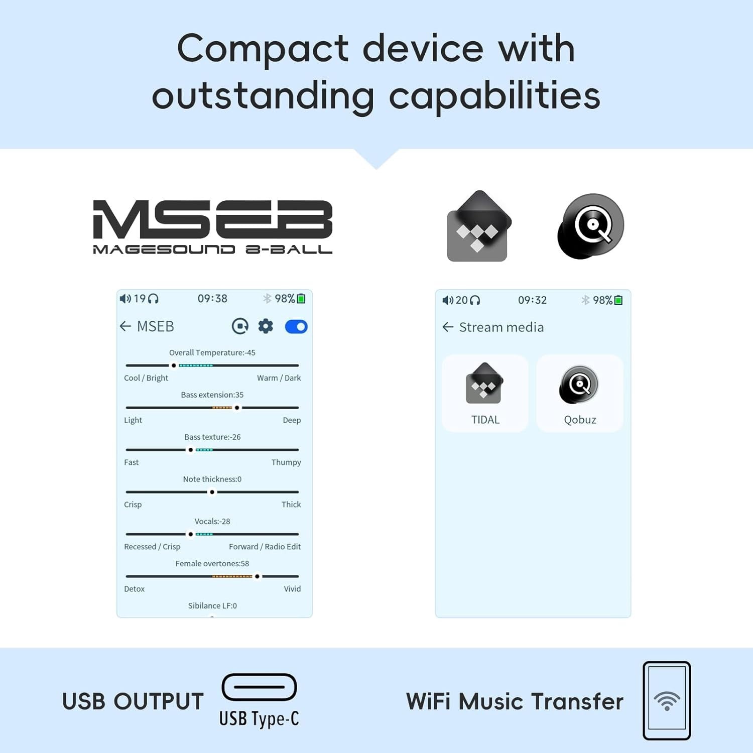 High Resolution Bluetooth 5.1 HiFi Music Player Touchscreen DAC 2TB Storage