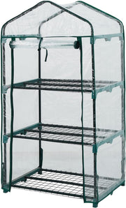 3 Tier Mini Greenhouse Clear PVC Cover Roll-Up Door Outdoor Plant Cold Frame