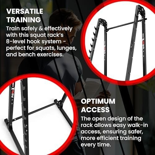 Multicolor/Red Adjustable Squat Rack & Bench Press Home Gym Strength Set