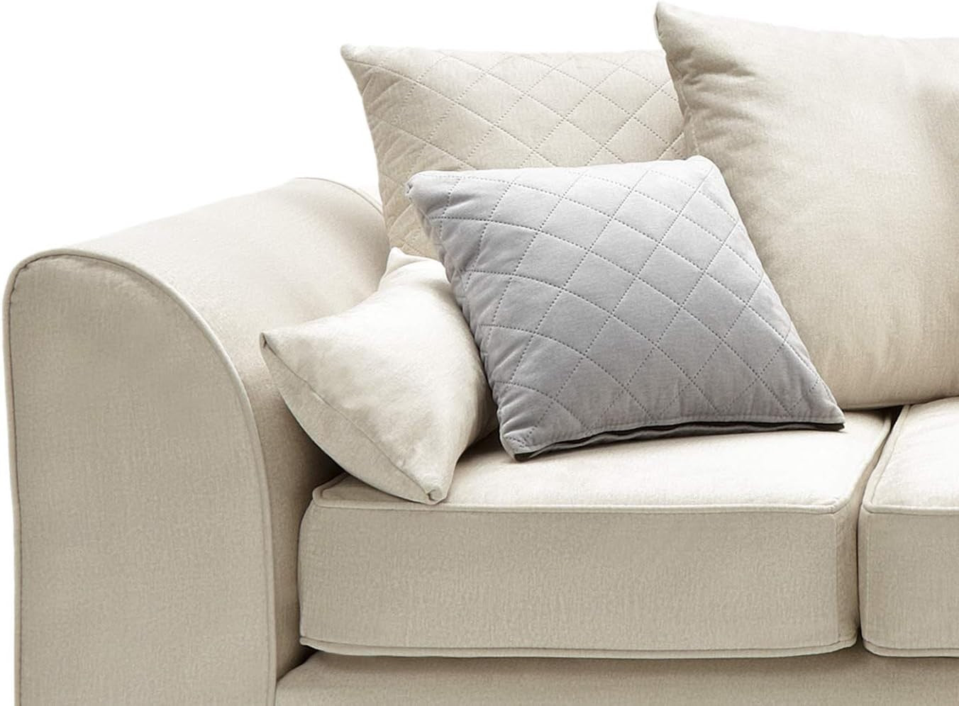 Cream Velvet L-Shaped Corner Sofa Water-Repellent 3 Seater Right Hand