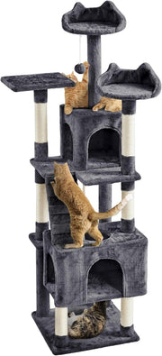 182cm Large Cat Tree Tower Dark Grey Multi Level Condo Scratching Posts