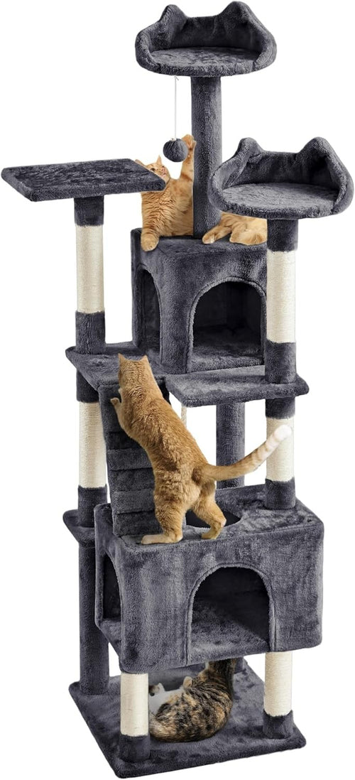 182cm Large Cat Tree Tower Dark Grey Multi Level Condo Scratching Posts