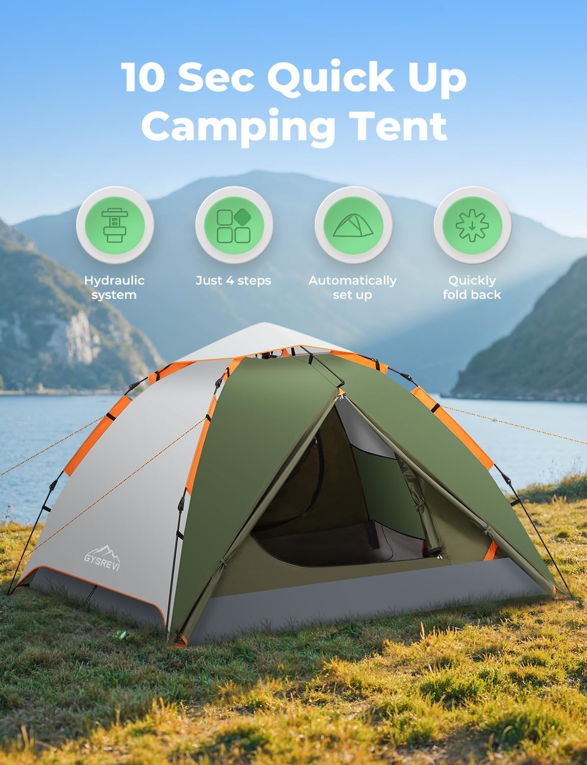 3 Man Instant Pop Up Camping Tent Waterproof Double Layer