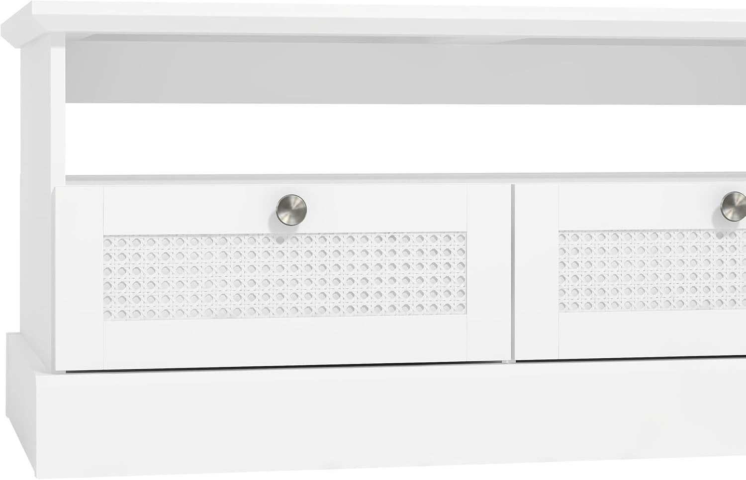 White Rattan Coffee Table with Drawers & Shelf 94x50x44cm Storage Unit