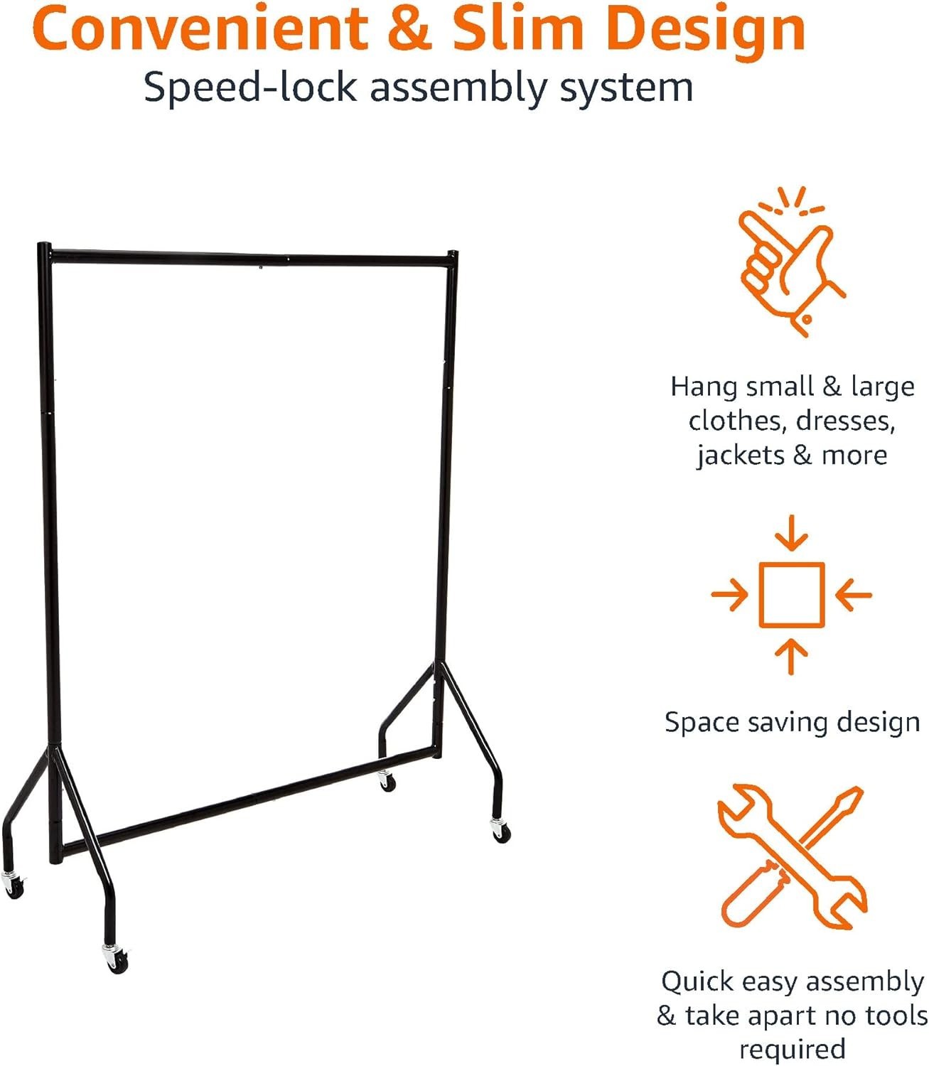 Heavy Duty Clothes Rail 1.21×1.52m Garment Rack Black