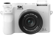5K Digital Camera 75MP Vlogging Camera 3” Screen 32GB White