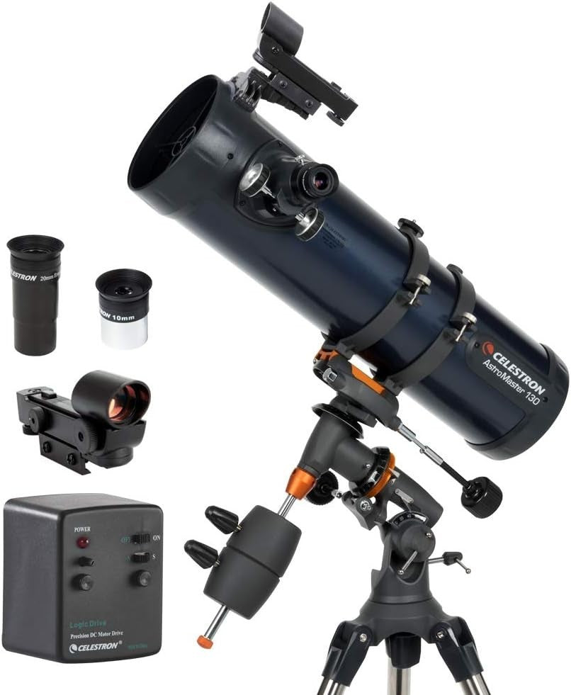 Grey 130mm EQ Reflector Telescope with Motor Drive & Moon Filter