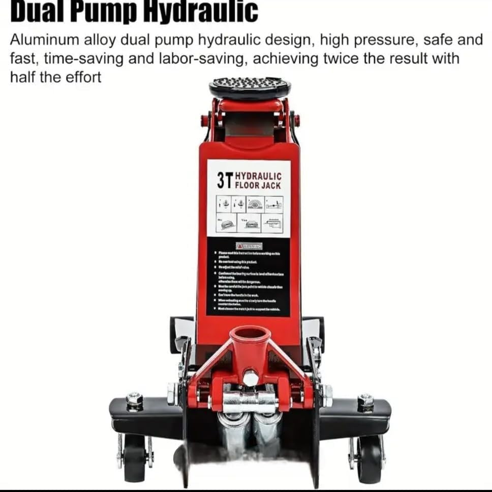 3 Ton Low Profile Hydraulic Trolley Jack Heavy Duty Car Van Lift 150–500mm Red