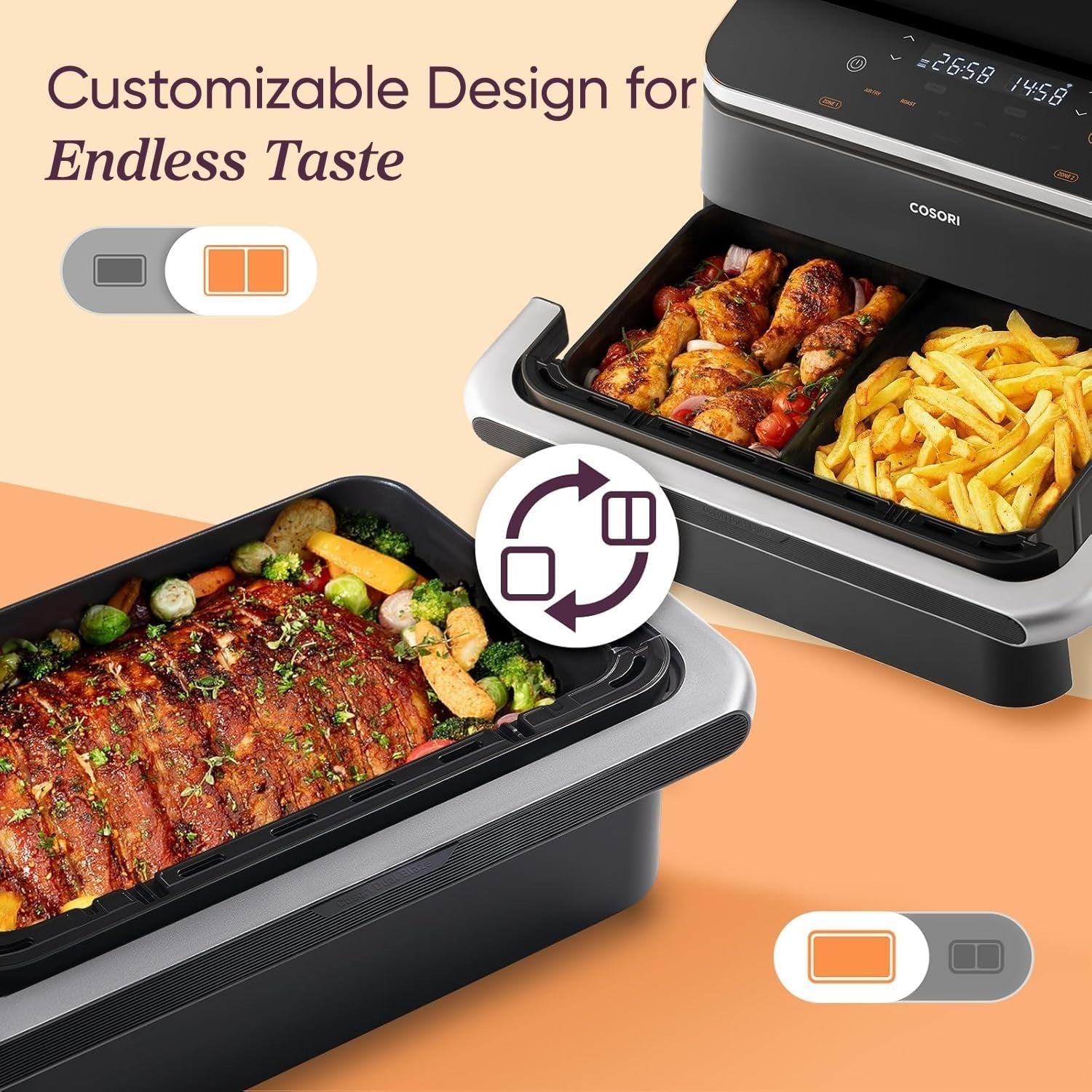 10L Dual Zone Air Fryer | Flexible Single/Dual Basket | Dual Blaze Even Heating