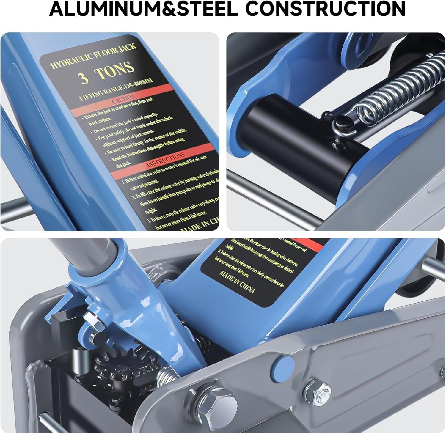 3 Ton Trolley Floor Jack Aluminum Steel Low Profile Car SUV Lift 133–460mm