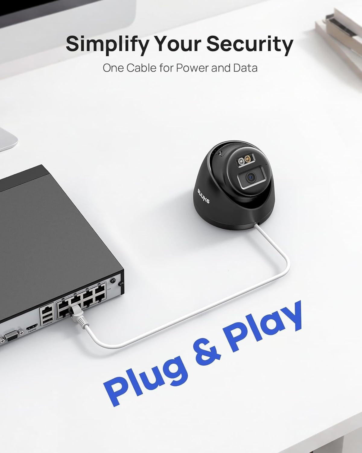 3K PoE Security Camera Outdoor Color Night Vision AI Detection IP67