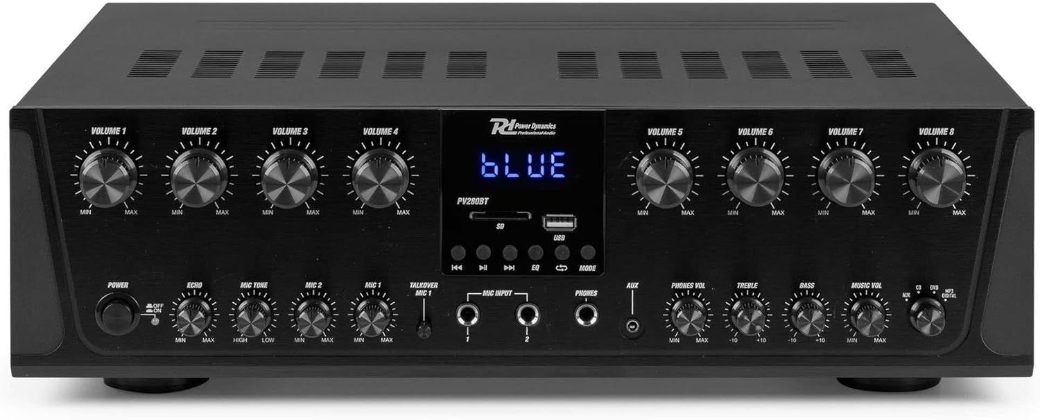 8 Zone Audio Amplifier 800W Multi Room Bluetooth USB FM
