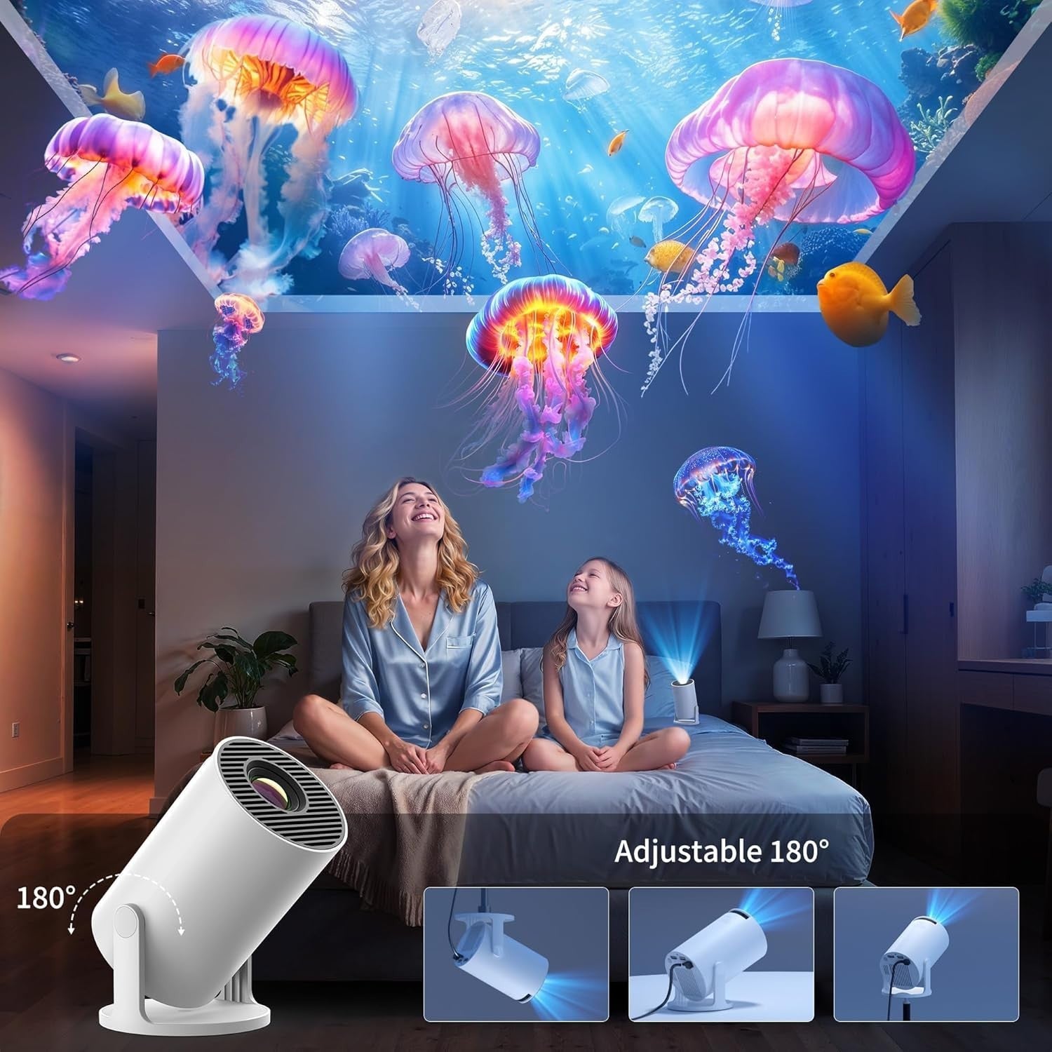 1080P WiFi Android Mini Projector 18000 Lumens Bedroom Home Cinema