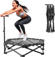 42in Foldable Fitness Trampoline Rebounder Adjustable Handle 150KG