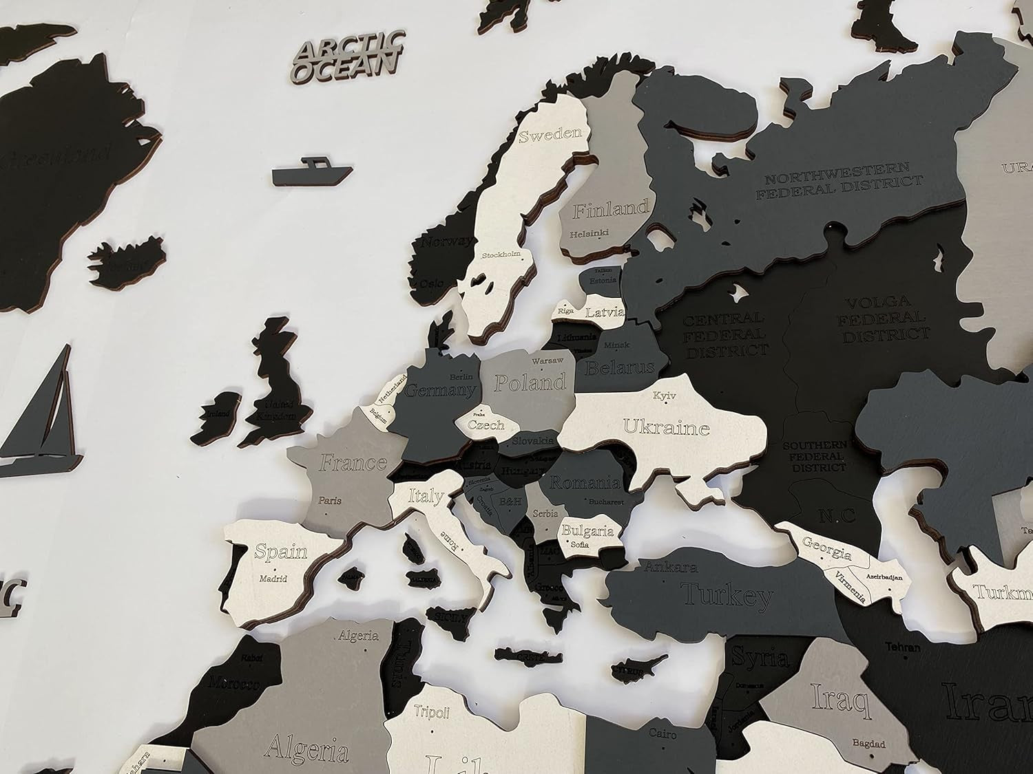 XL 3D Wooden World Map Wall Art Night Travel Decor 213x113cm