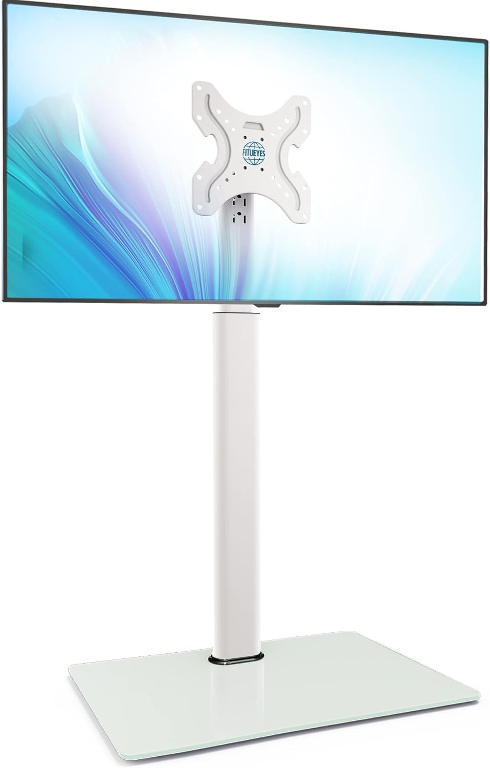 Height Adjustable TV Floor Stand 19-42" Tilt Swivel Glass Base VESA