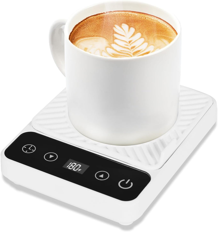 White Electric Coffee Mug Warmer 6 Temp Timer Control