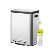 30L Dual Recycling Kitchen Bin 15+15L Stainless Steel Pedal