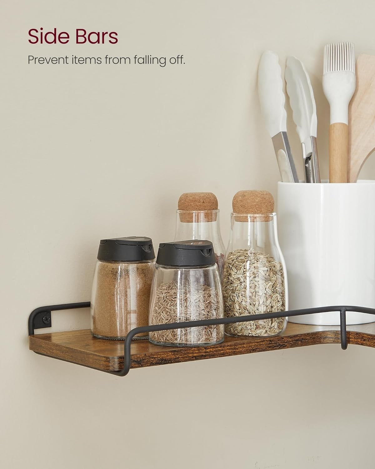 Rustic L-Shaped Floating Corner Shelves Set of 2 Wall Mounted Storage Rack