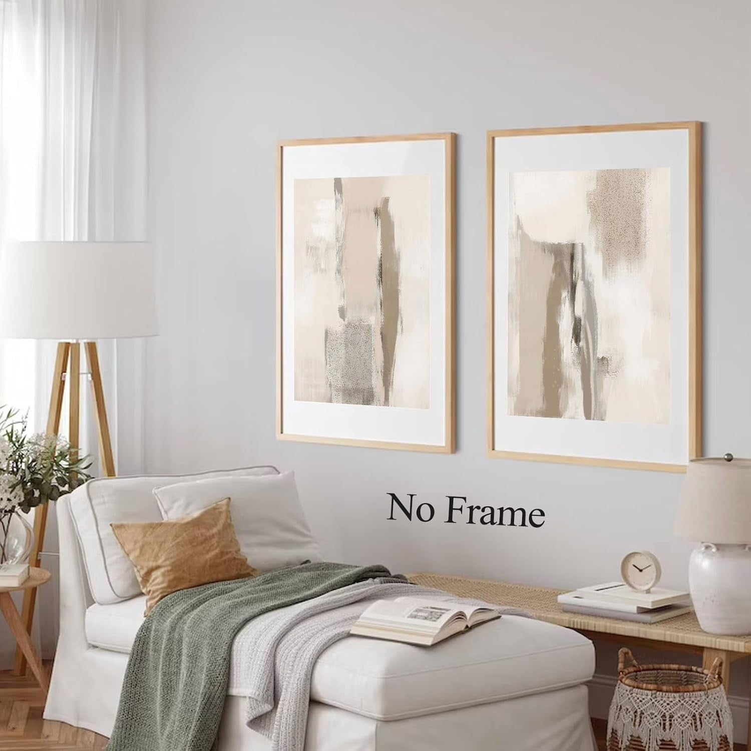 Abstract Beige Wall Art Set of 2 – Neutral Minimalist Canvas Prints 16x24