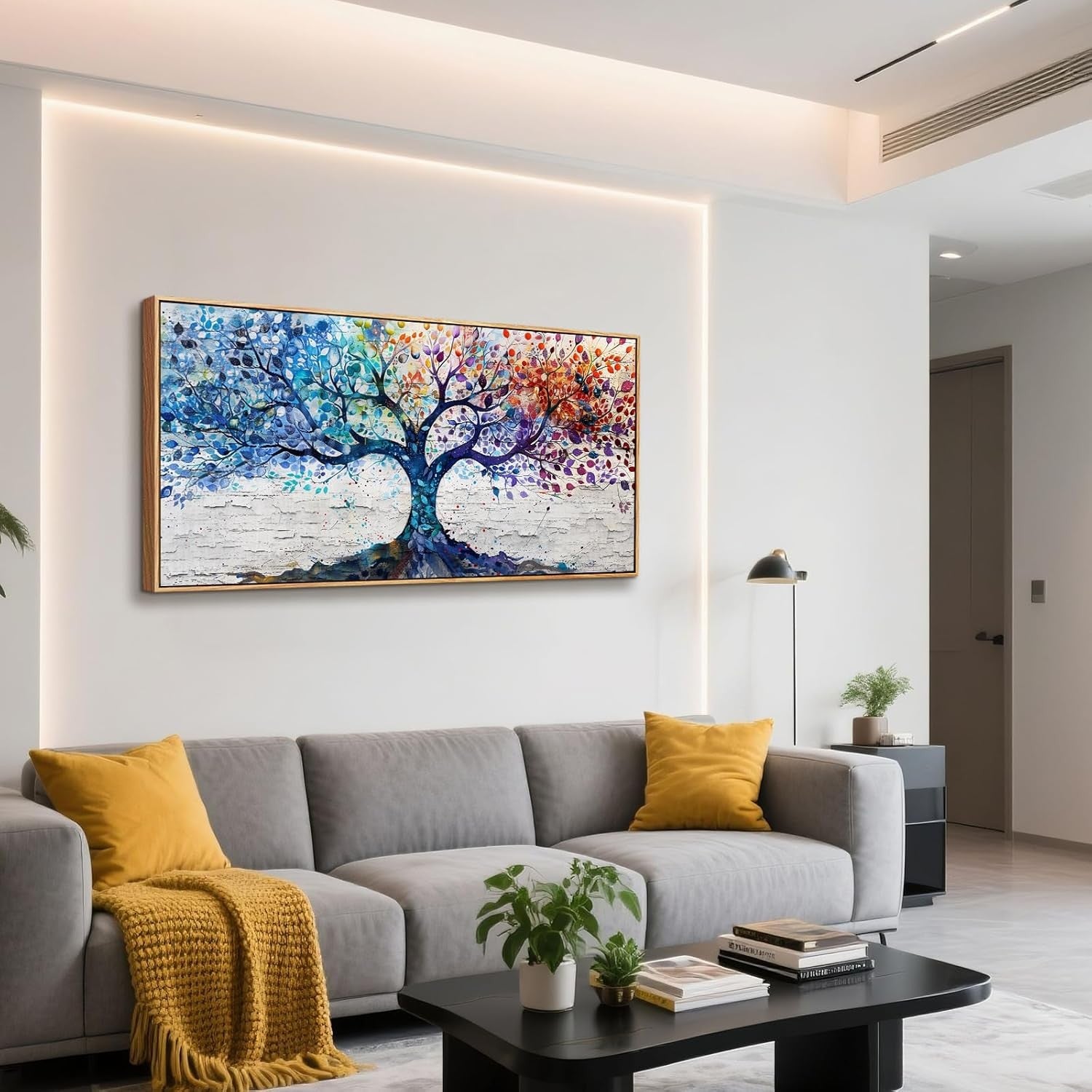 Tree of Life Canvas Wall Art Framed 120x60 cm Colorful Botanical Decor