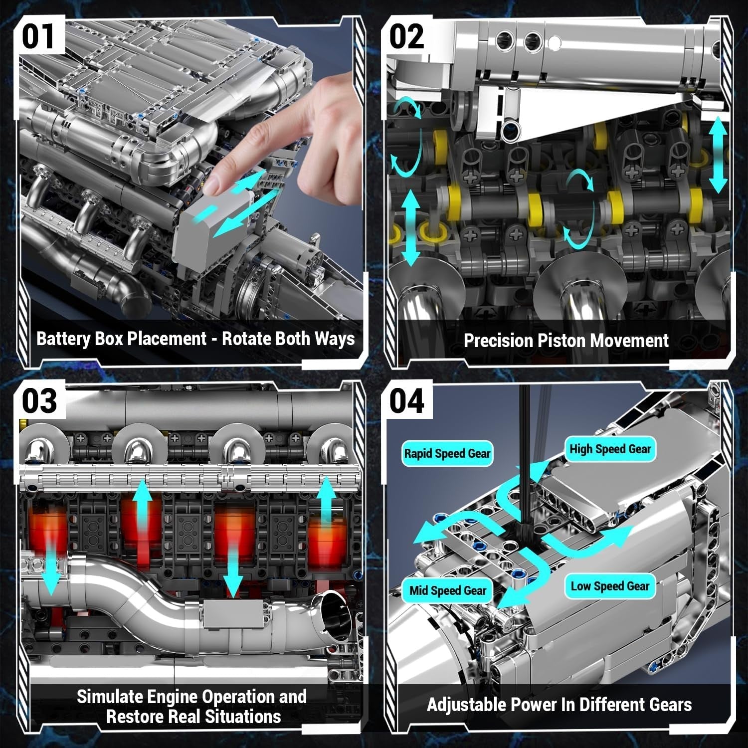 V8 Twin Turbo Engine Block Kit 2899pcs Motorized STEM Toy for Adults Kids