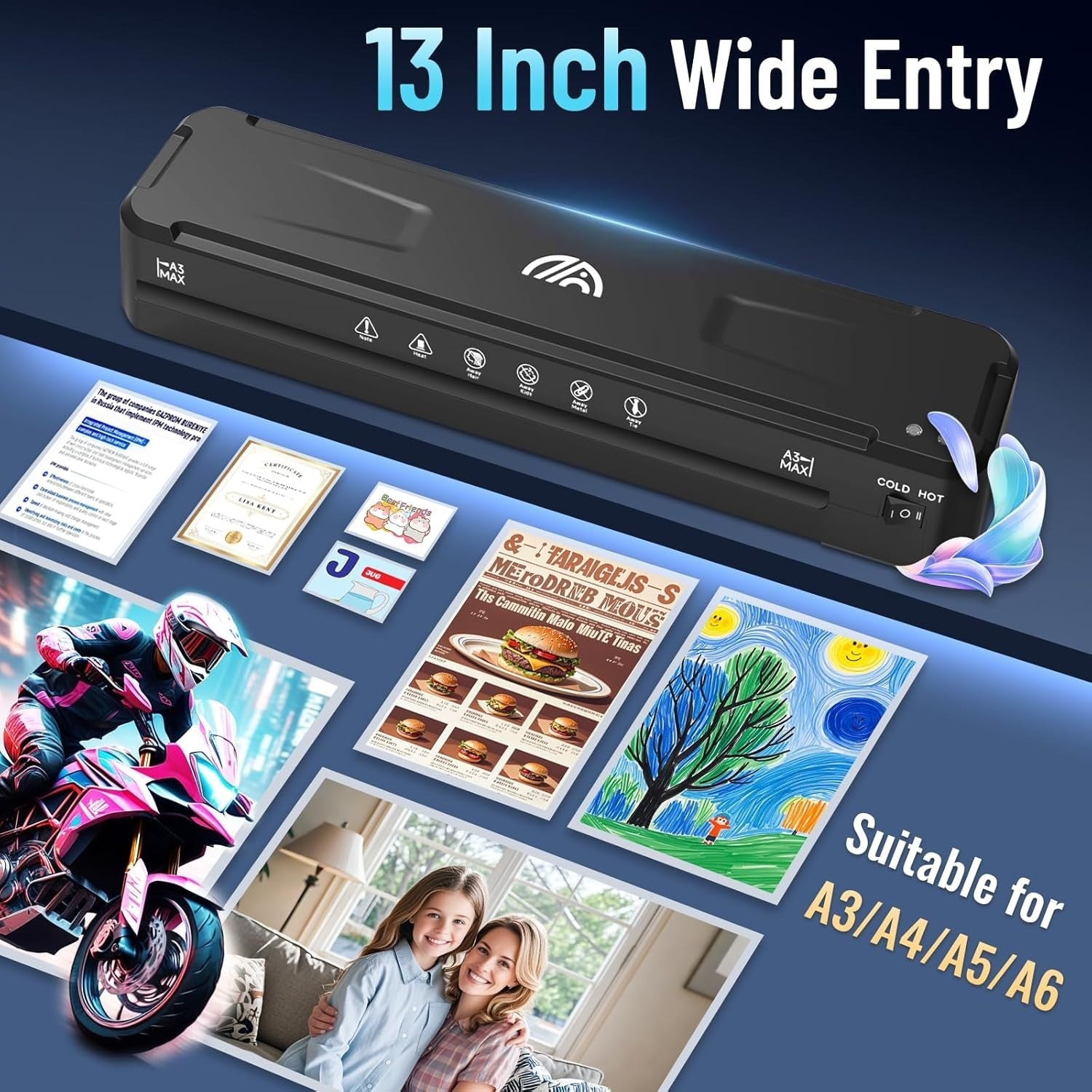A3 Laminator Machine Hot Cold Fast Warm Up No Jam 11x17 + 30 Sheets