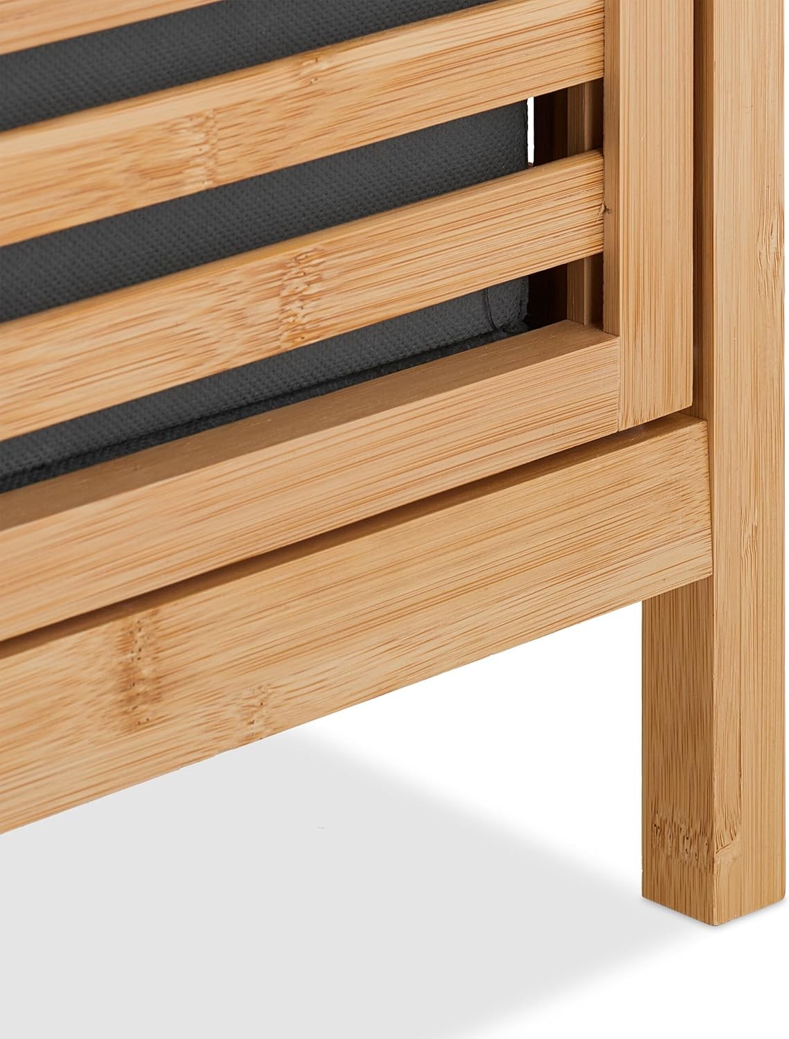 Bamboo Laundry Basket with Shelves 2 Tilt Bins 40L Bathroom Storage Unit 95x88cm