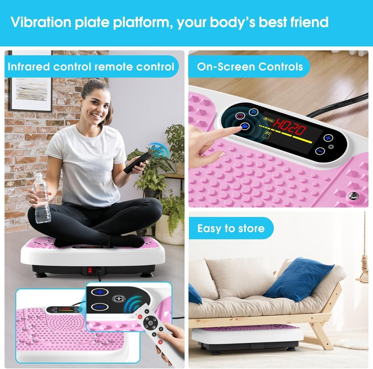 Power Waver Vibration Plate 120 Levels Foot Massage Bands 400lb