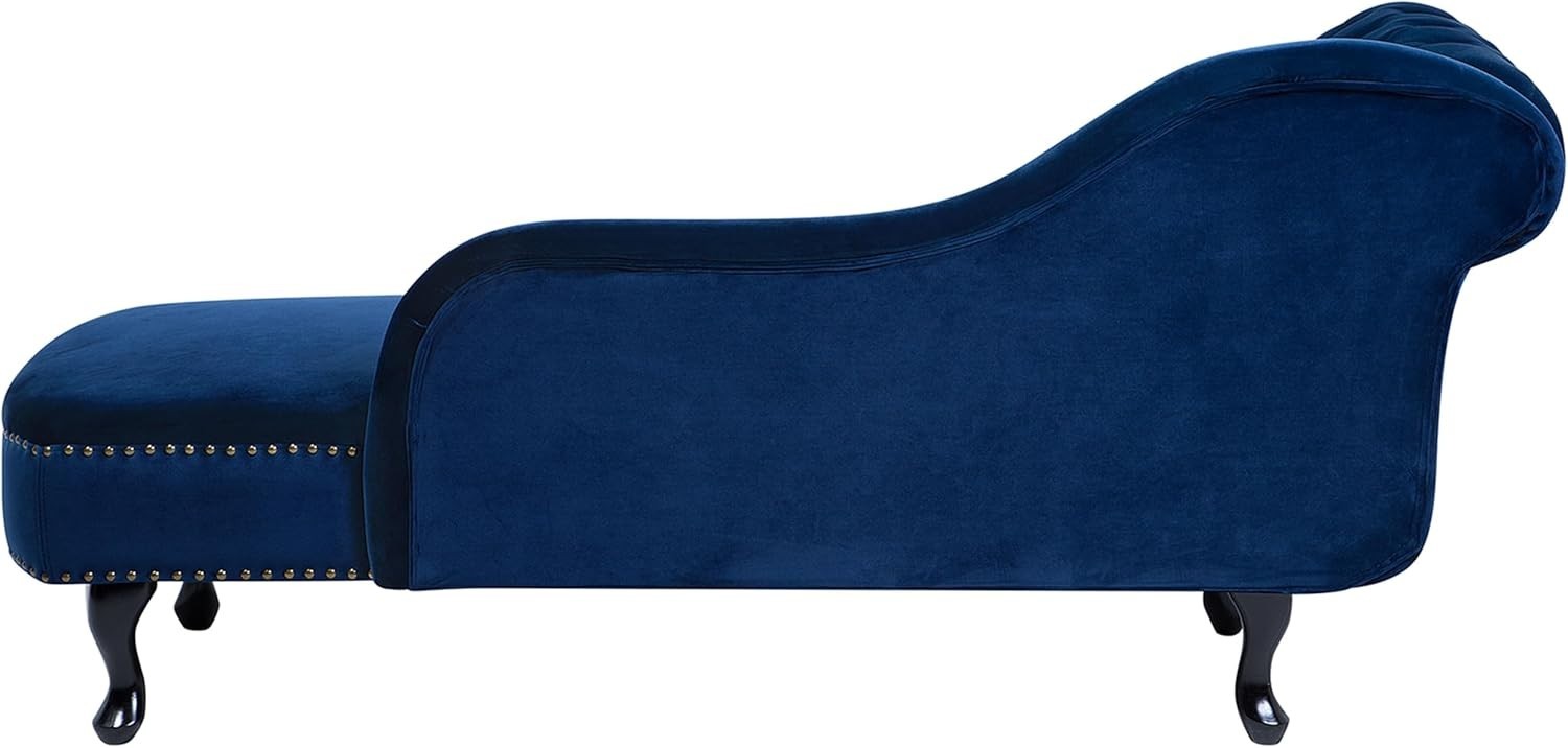 Blue Velvet Left Hand Chesterfield Chaise Lounge Tufted Back Classic Design