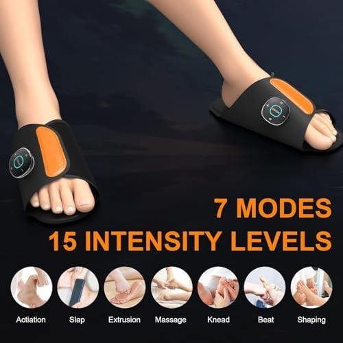 Wearable EMS Foot Massager Shoes, 7 Modes & 15 Intensity Levels, Pain Relief