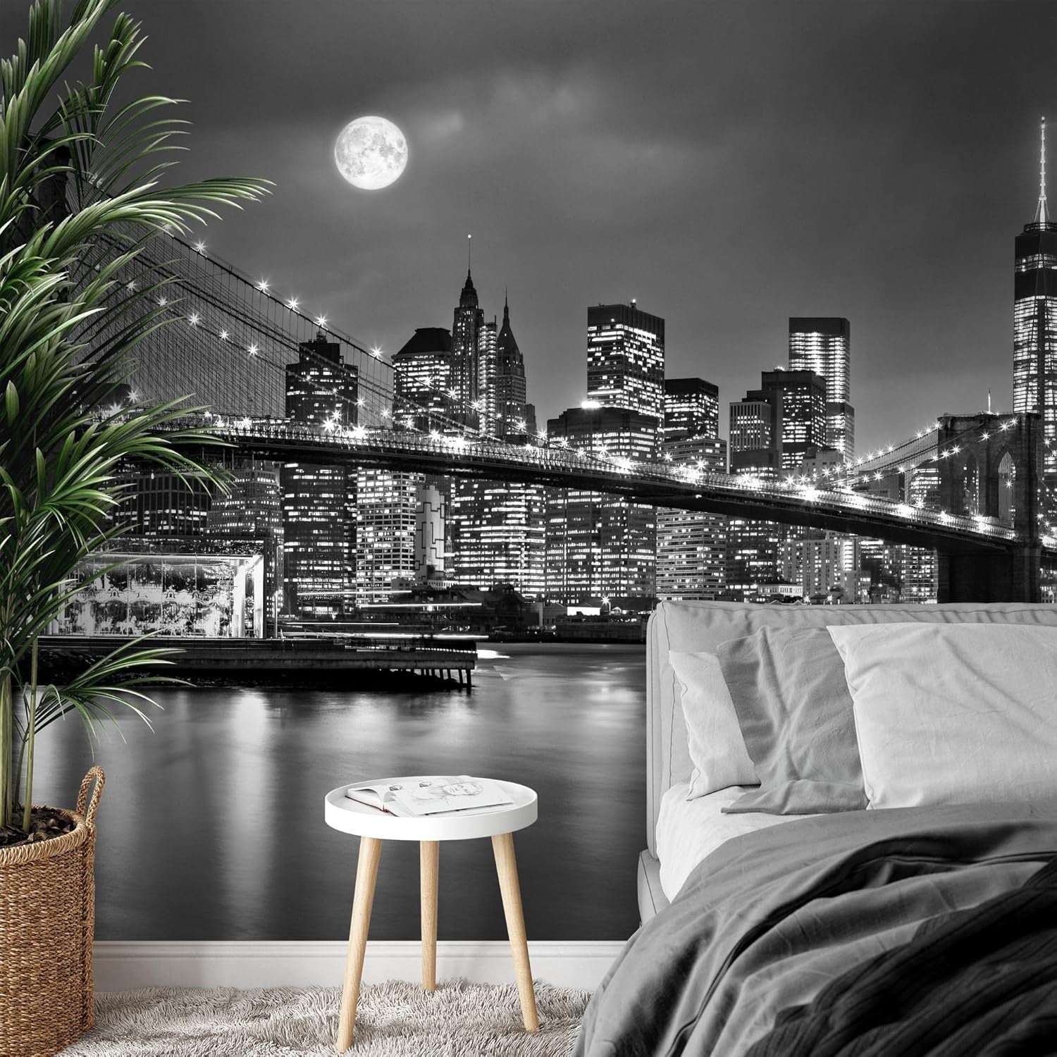 Brooklyn Bridge Night Wall Mural 352x250cm XXL Wallpaper